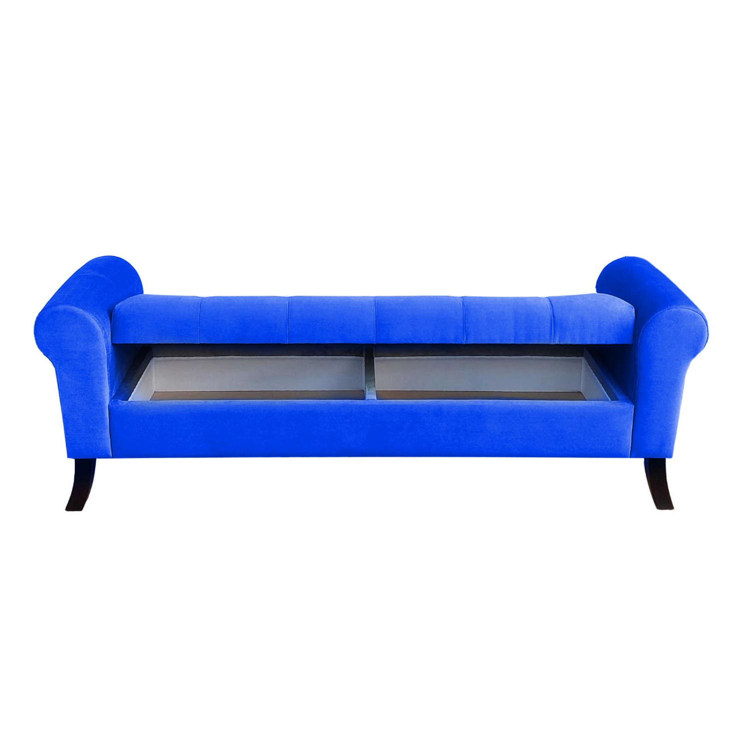 BANQUETA TAPICERIA MODERNA ALEJANDRIA 2 CUERPOS FELPA AZUL REY BAÚL KING - 2