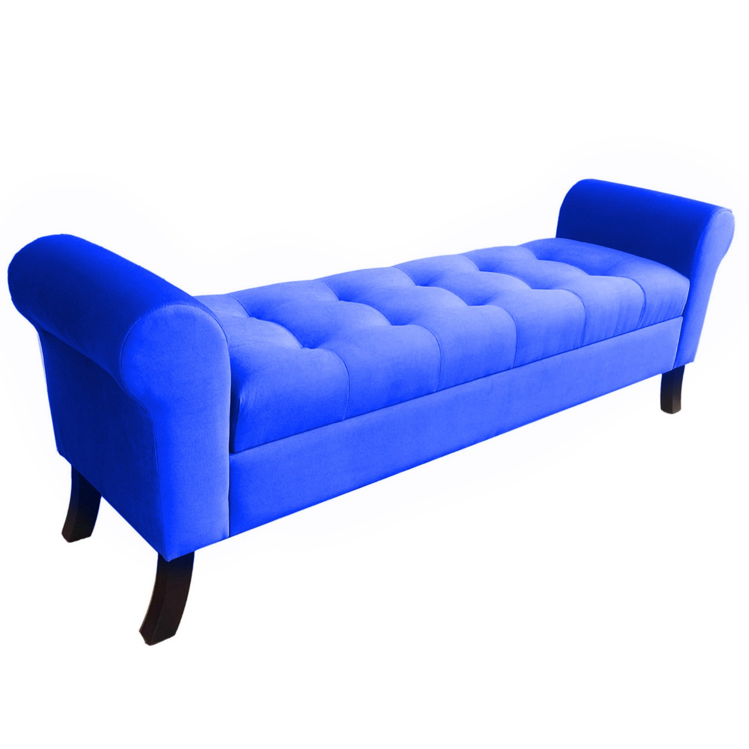 BANQUETA TAPICERIA MODERNA ALEJANDRIA 2 CUERPOS FELPA AZUL REY BAÚL KING - 3