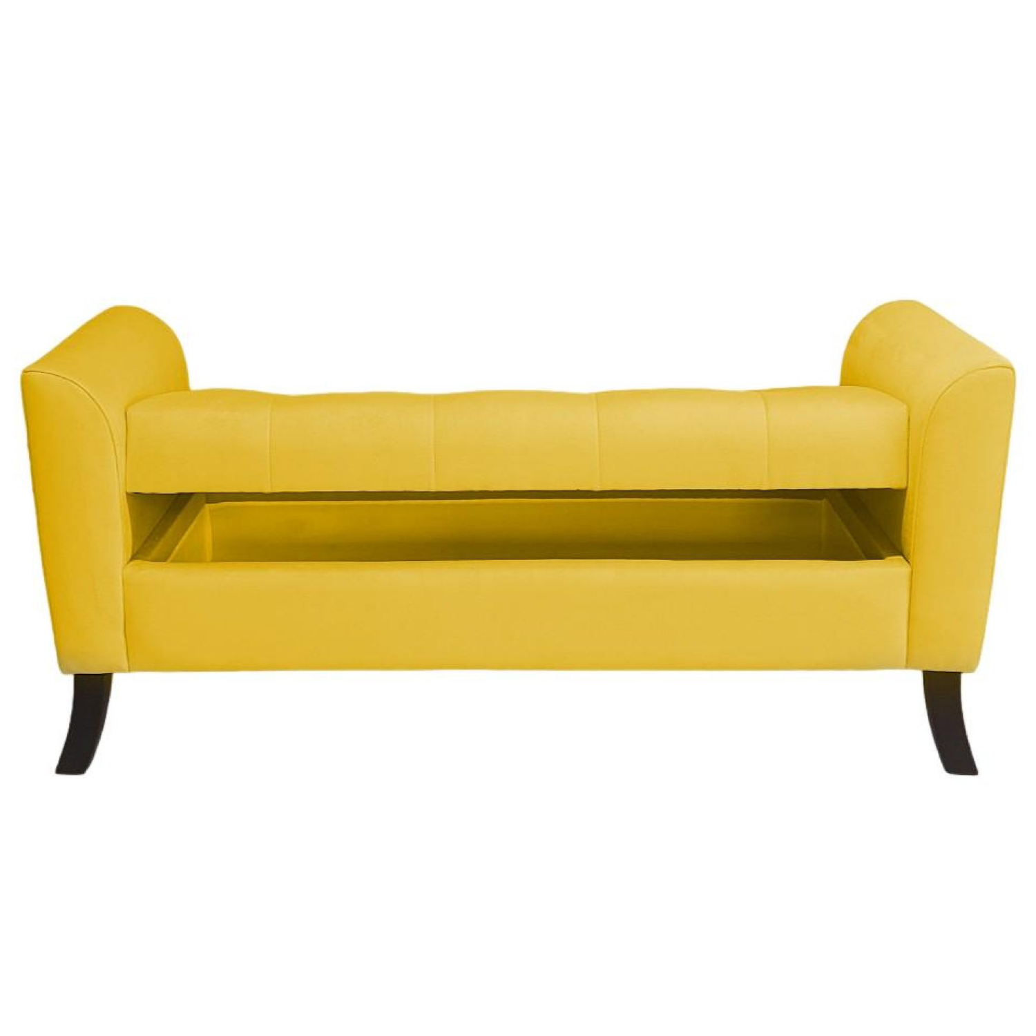 BANQUETA TAPICERIA MODERNA NEW ROMA 2 CUERPOS FELPA AMARILLO - 3