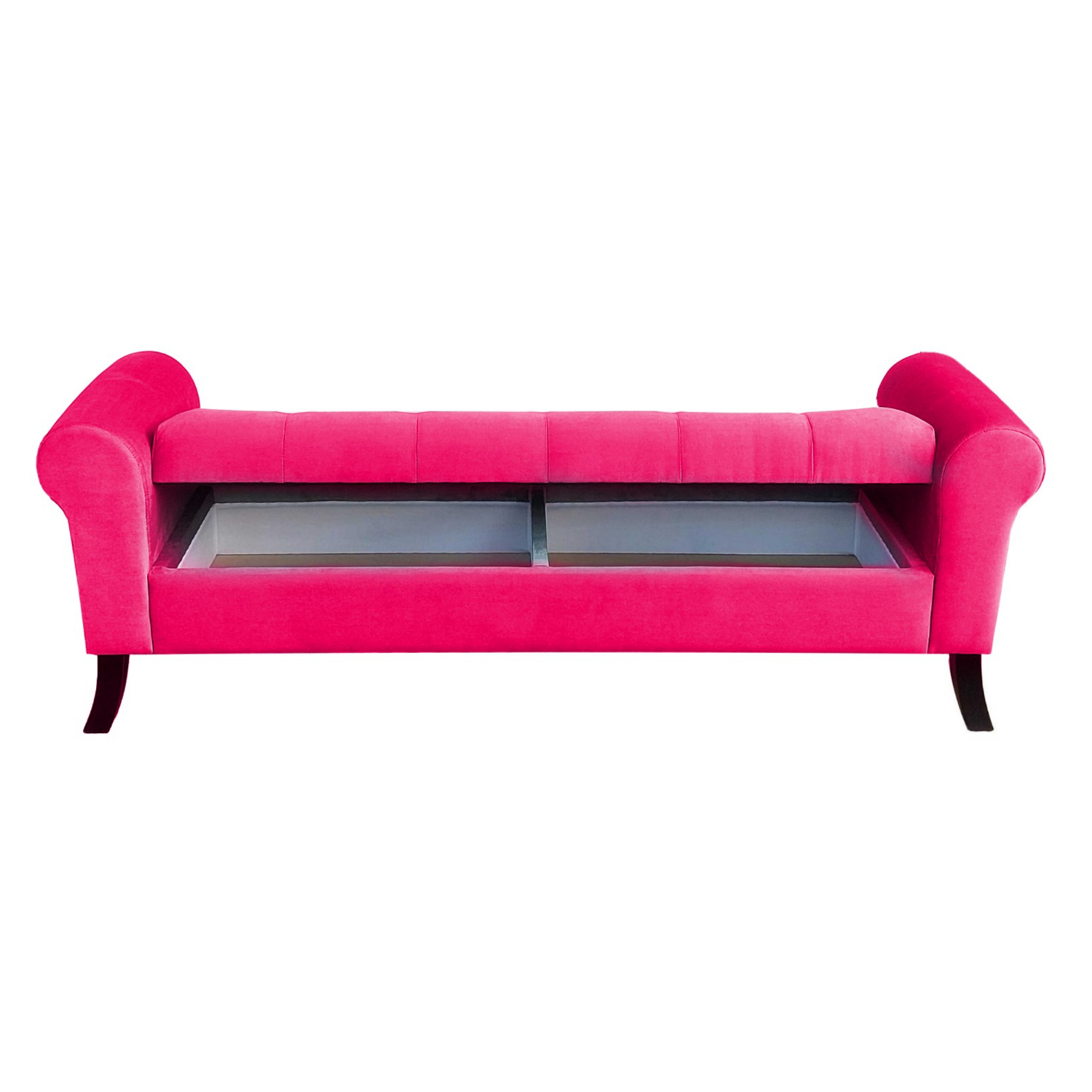 BANQUETA TAPICERIA MODERNA ALEJANDRIA 2 CUERPOS FELPA FUCSIA BAÚL KING - 2