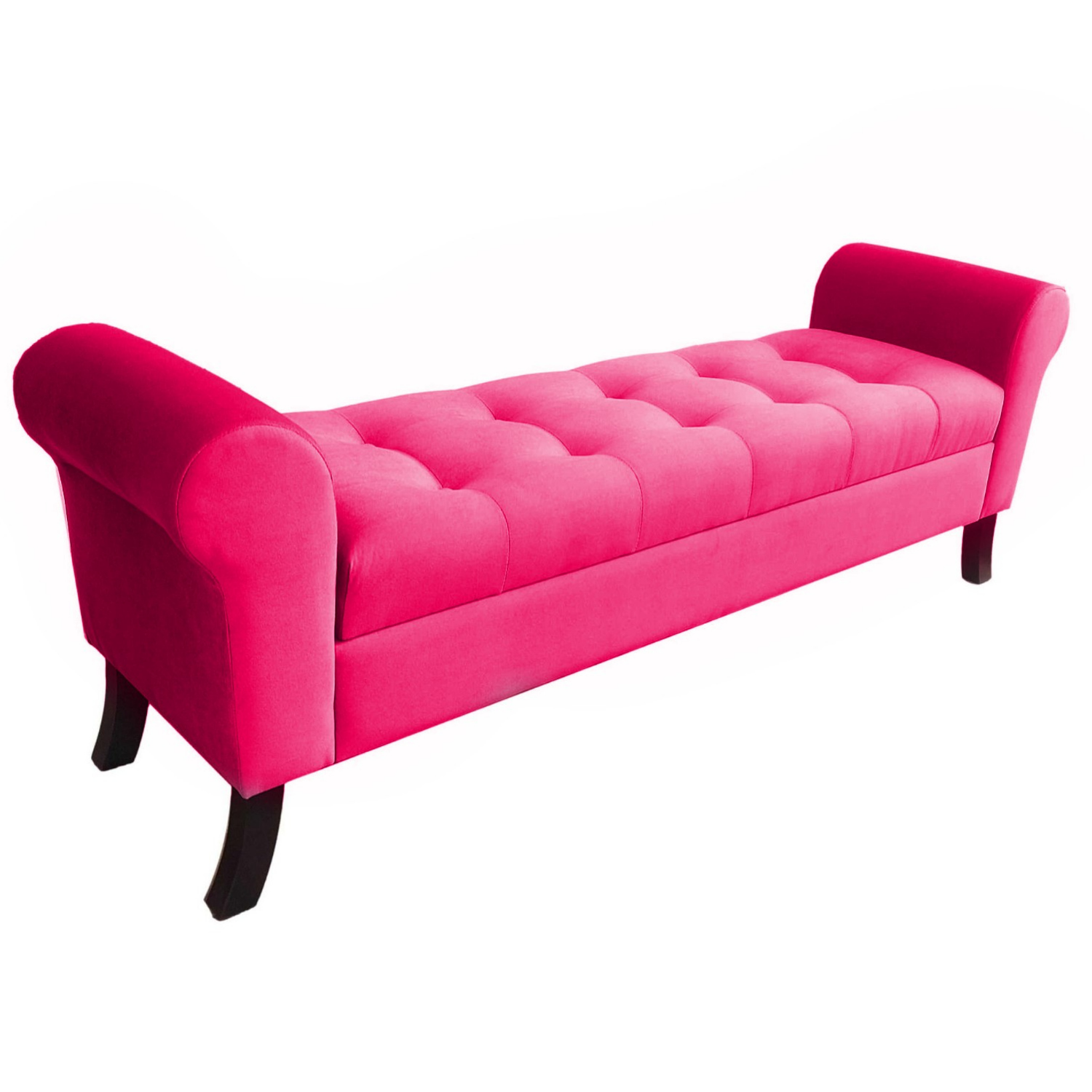 BANQUETA TAPICERIA MODERNA ALEJANDRIA 2 CUERPOS FELPA FUCSIA BAÚL KING - 3
