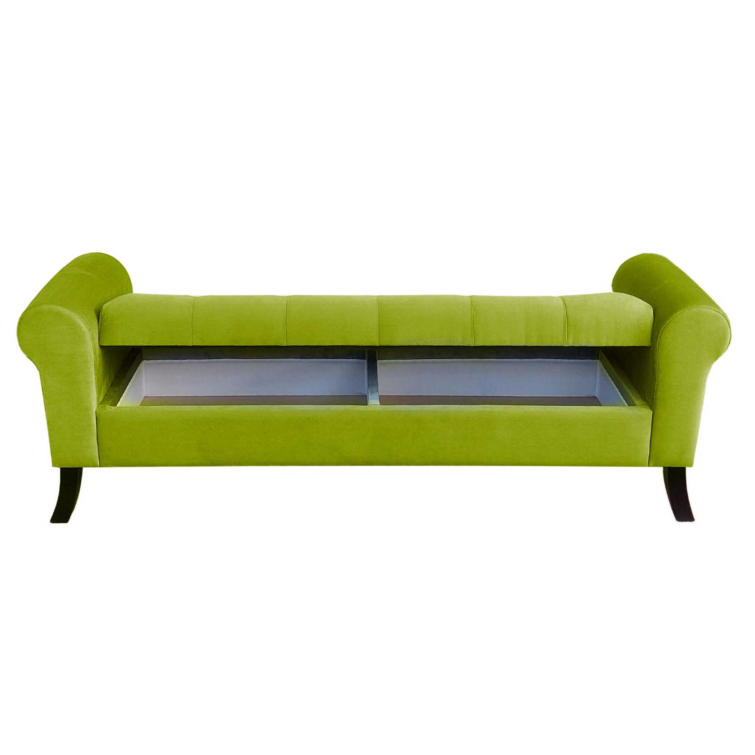 BANQUETA TAPICERIA MODERNA ALEJANDRIA 2 CUERPOS FELPA PISTACHO BAÚL KING - 2