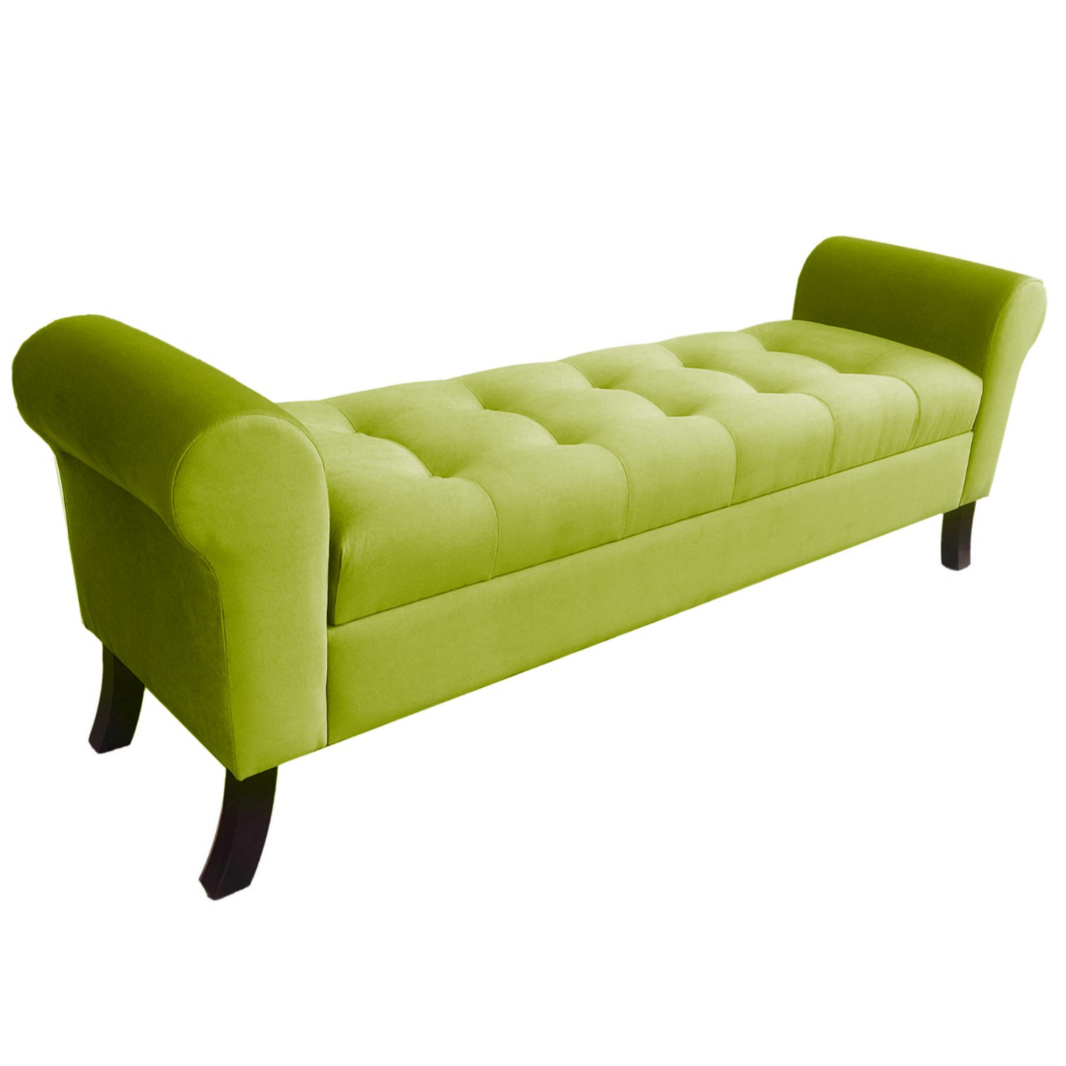 BANQUETA TAPICERIA MODERNA ALEJANDRIA 2 CUERPOS FELPA PISTACHO BAÚL KING - 3