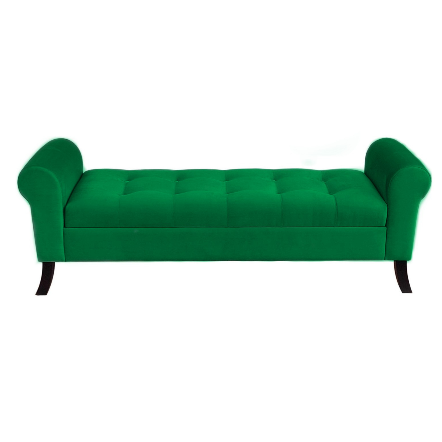 BANQUETA TAPICERIA MODERNA ALEJANDRIA 2 CUERPOS FELPA VERDE BAÚL KING - 1