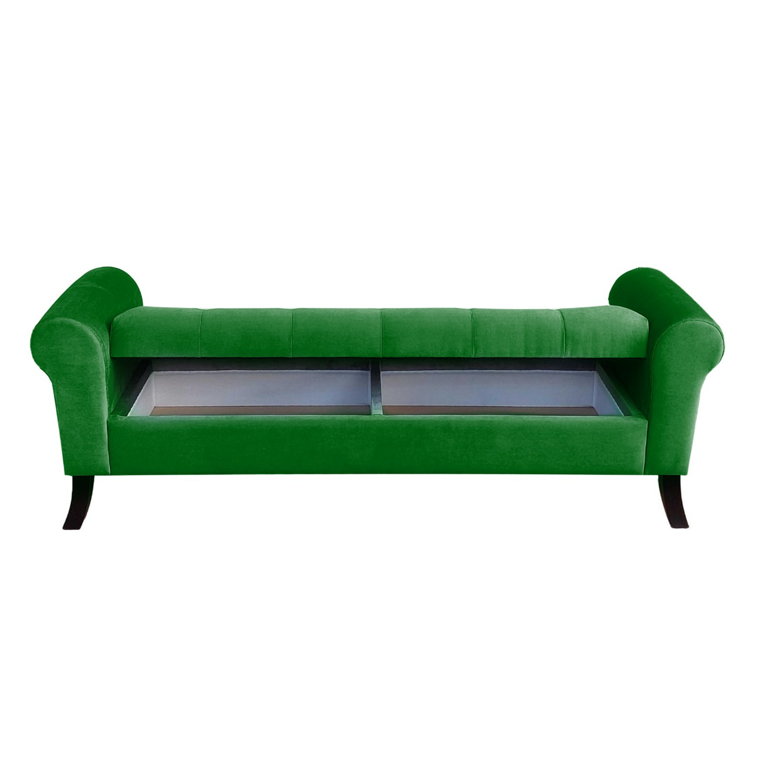 BANQUETA TAPICERIA MODERNA ALEJANDRIA 2 CUERPOS FELPA VERDE BAÚL KING - 2