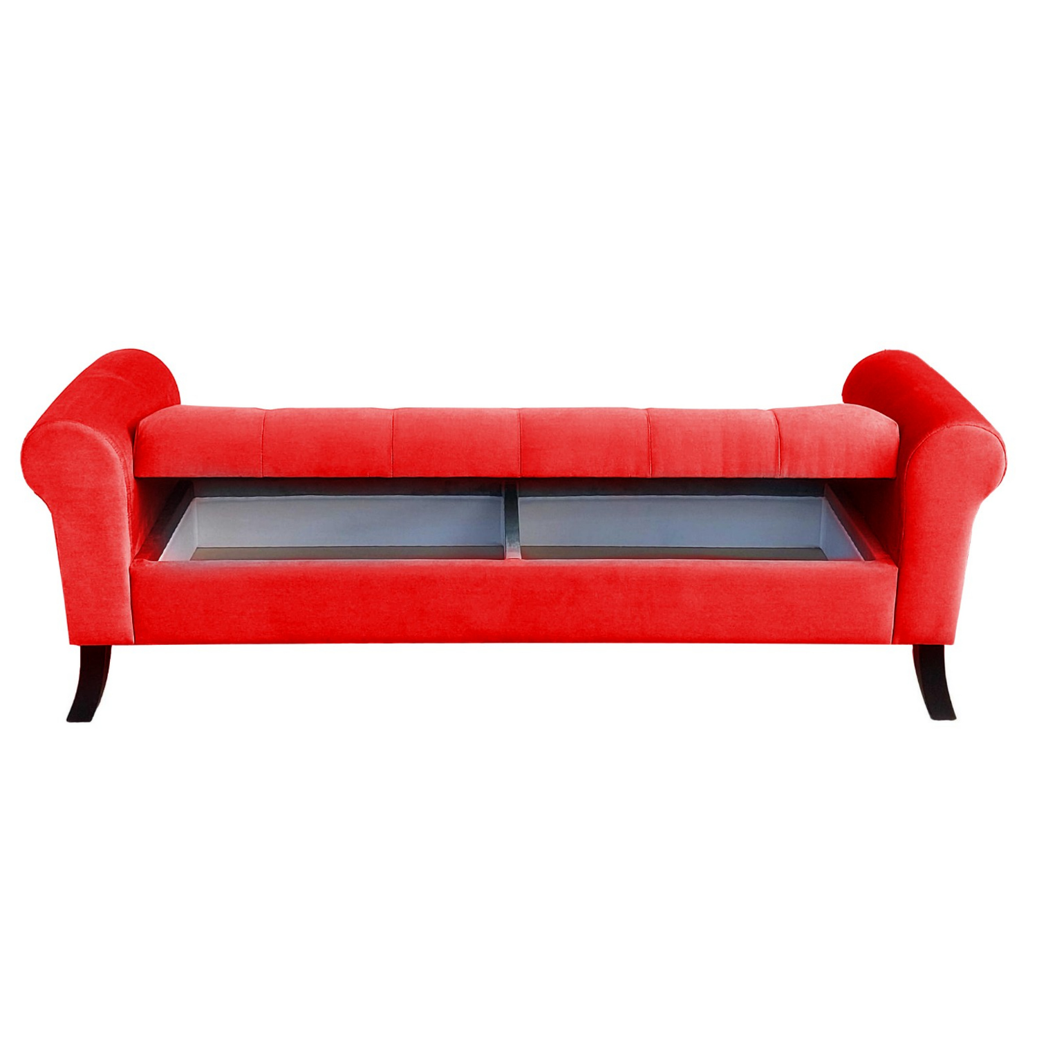 BANQUETA TAPICERIA MODERNA ALEJANDRIA 2 CUERPOS FELPA ROJO BAÚL KING - 2