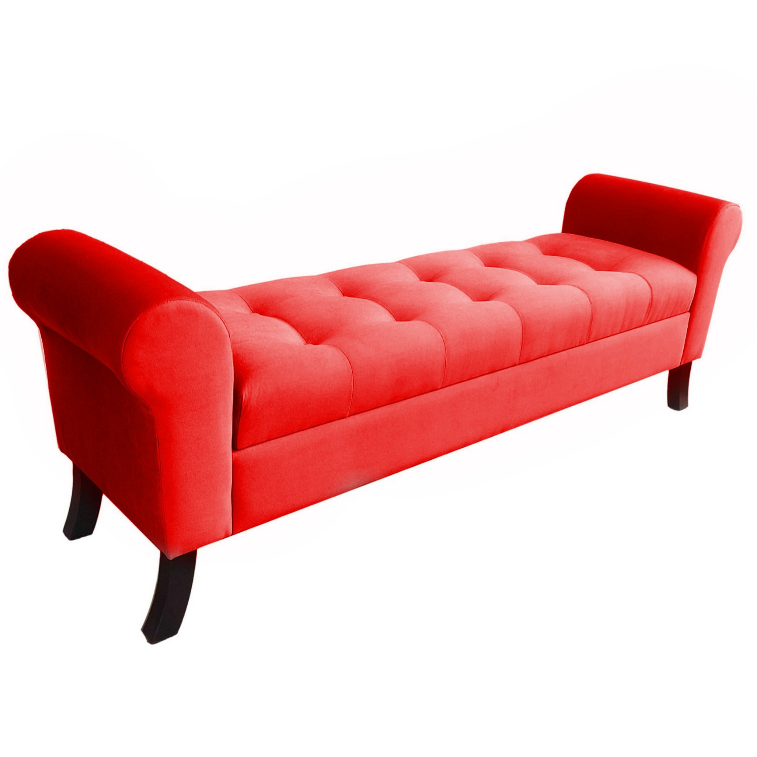 BANQUETA TAPICERIA MODERNA ALEJANDRIA 2 CUERPOS FELPA ROJO BAÚL KING - 3