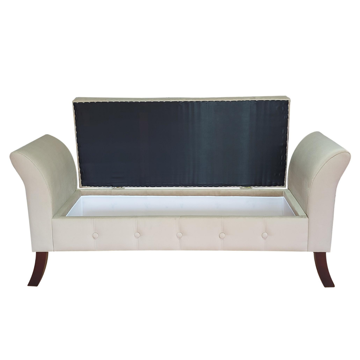 BANQUETA TAPICERIA MODERNA REGATTA 2 CUERPOS FELPA BEIGE BAUL - 3