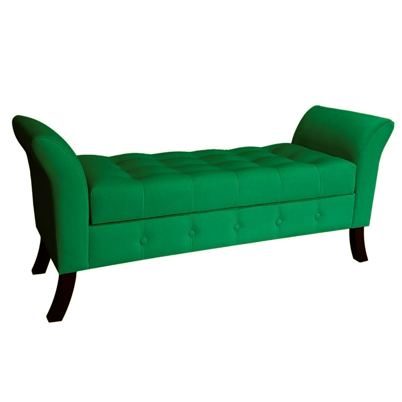 BANQUETA TAPICERIA MODERNA REGATTA 2 CUERPOS FELPA VERDE BAUL - 1