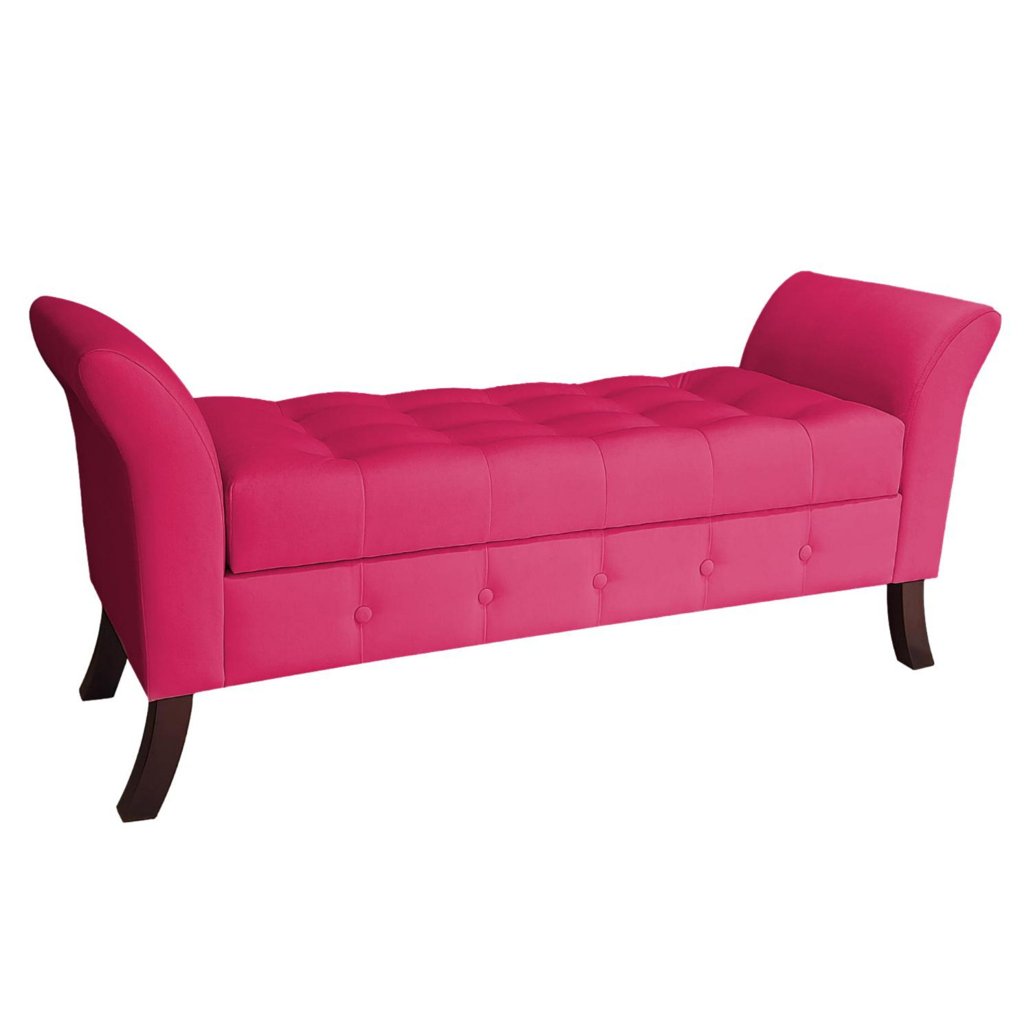BANQUETA TAPICERIA MODERNA REGATTA 2 CUERPOS FELPA FUCSIA BAUL - 1