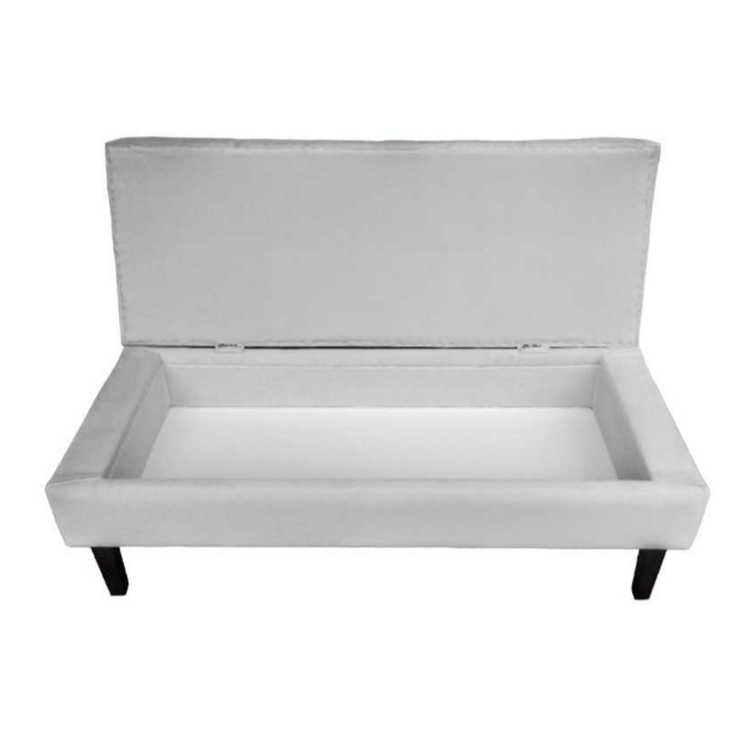 BANQUETA TAPICERIA MODERNA PORTOFINO 2 CUERPOS FELPA AZUL BAUL PETROLEO - 3