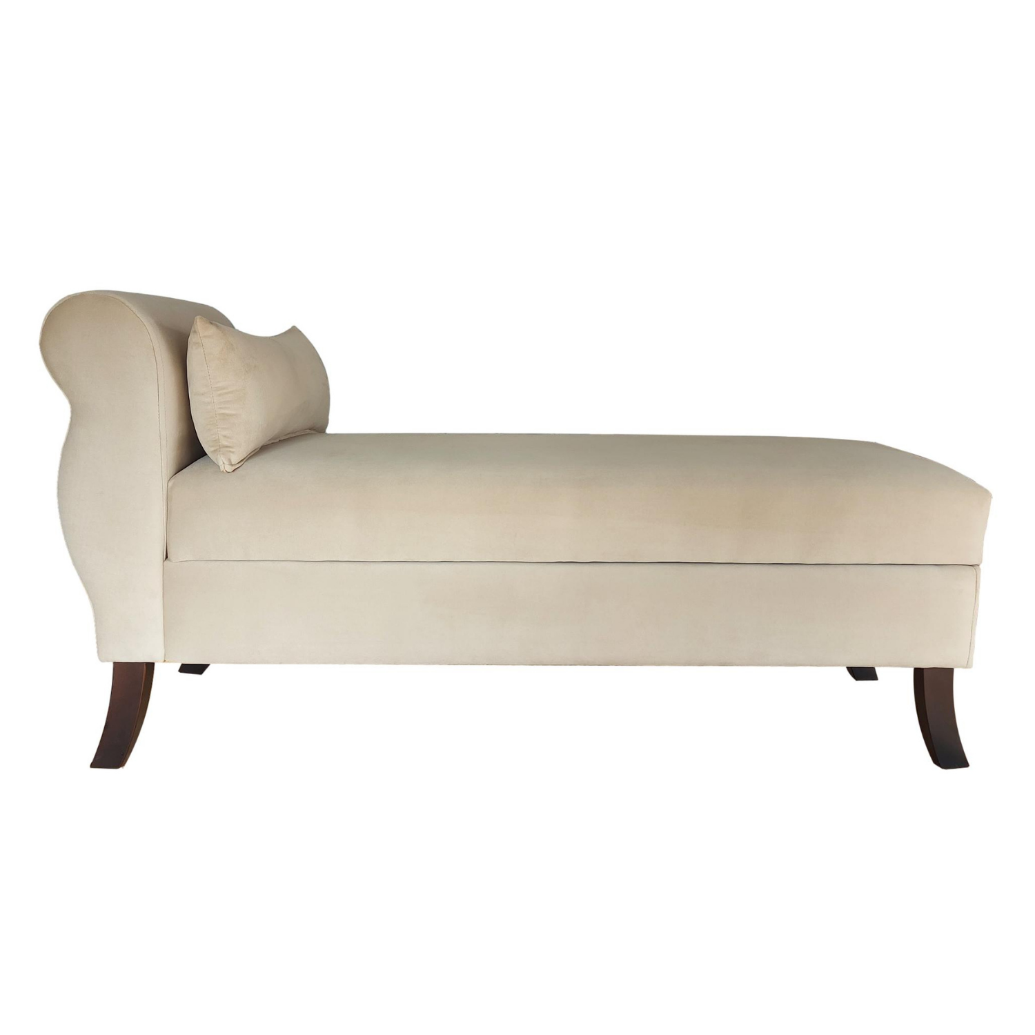 BANQUETA TAPICERIA MODERNA NEW DIVA 2 CUERPOS FELPA BAUL Beige