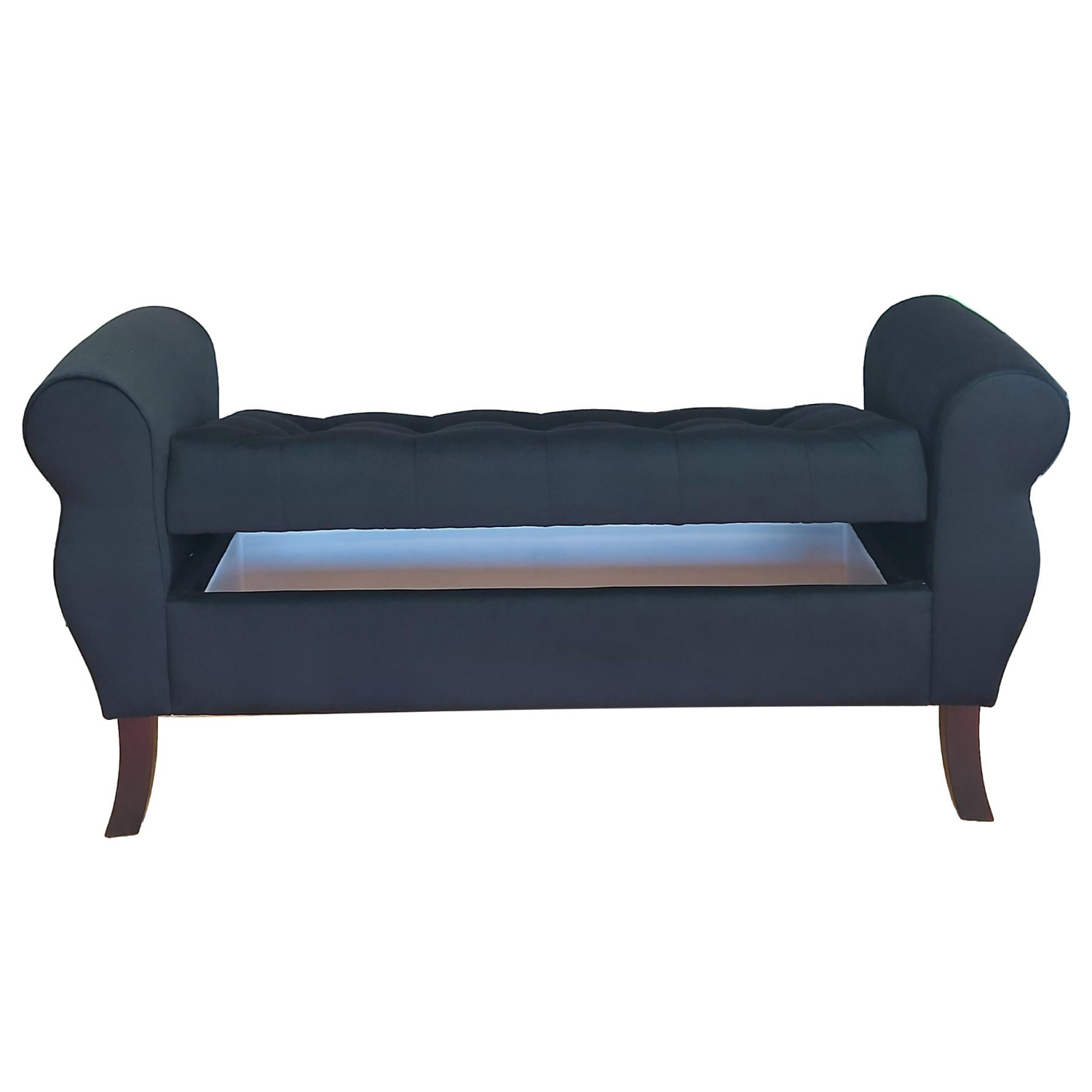 BANQUETA TAPICERIA MODERNA DIVA 2 CUERPOS FELPA BAÚL - 3