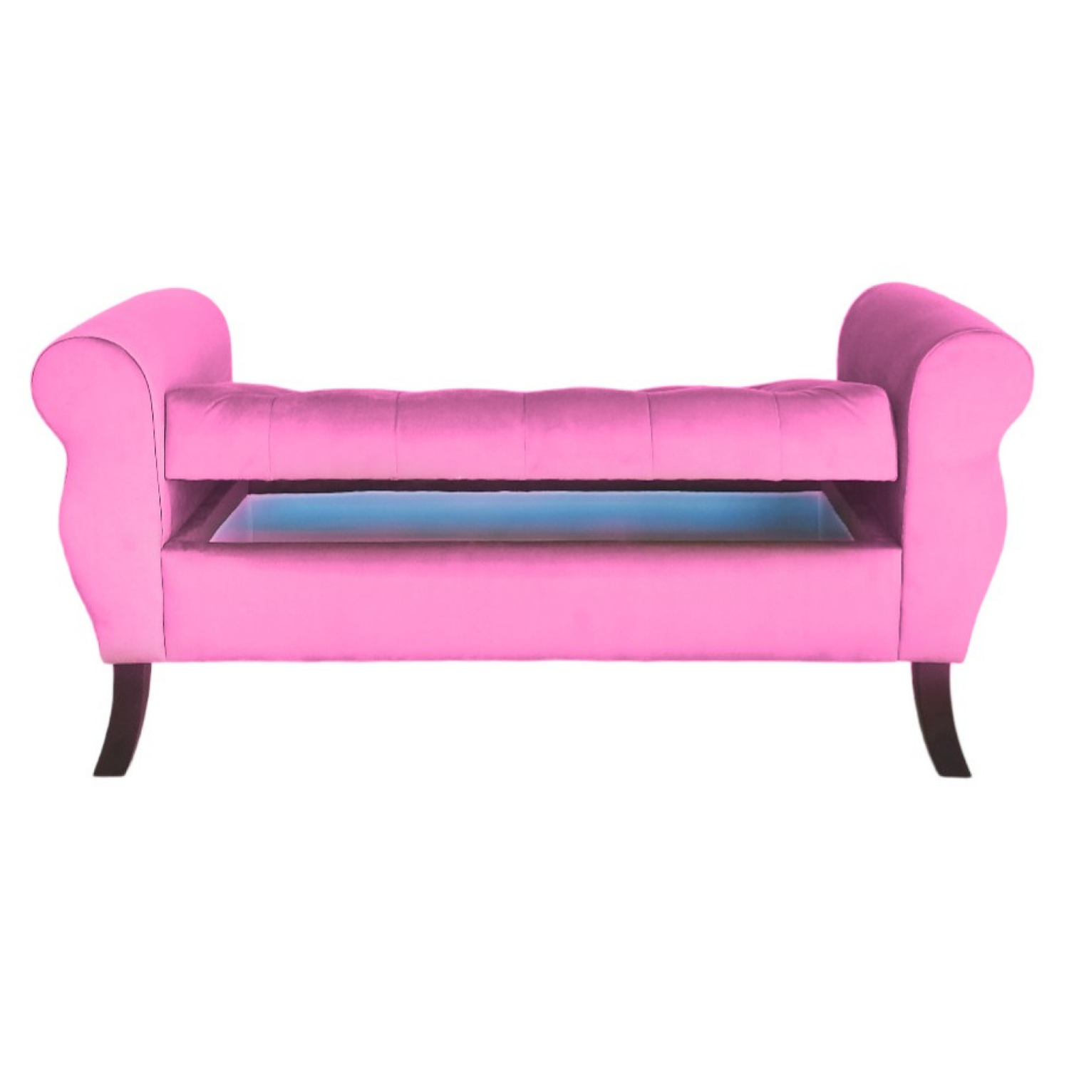 BANQUETA TAPICERIA MODERNA DIVA 2 CUERPOS FELPA BAÚL - 3
