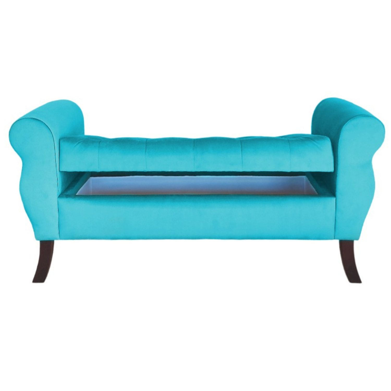 BANQUETA TAPICERIA MODERNA DIVA 2 CUERPOS FELPA BAÚL - 3