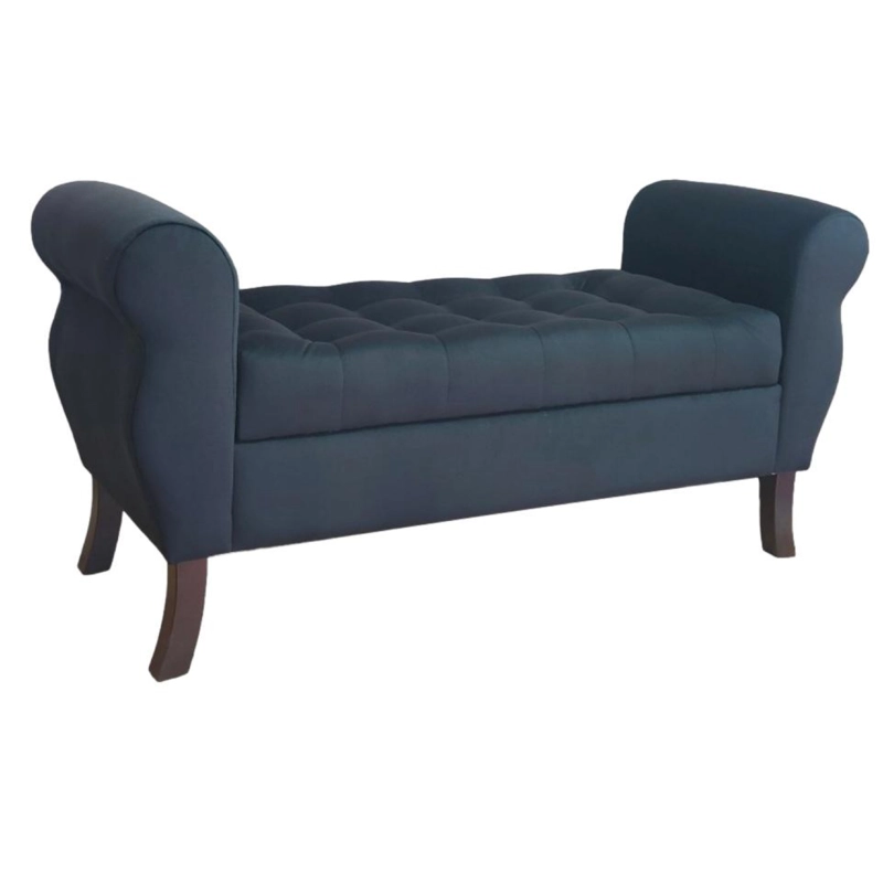 BANQUETA TAPICERIA MODERNA DIVA 2 CUERPOS FELPA BAÚL - 4