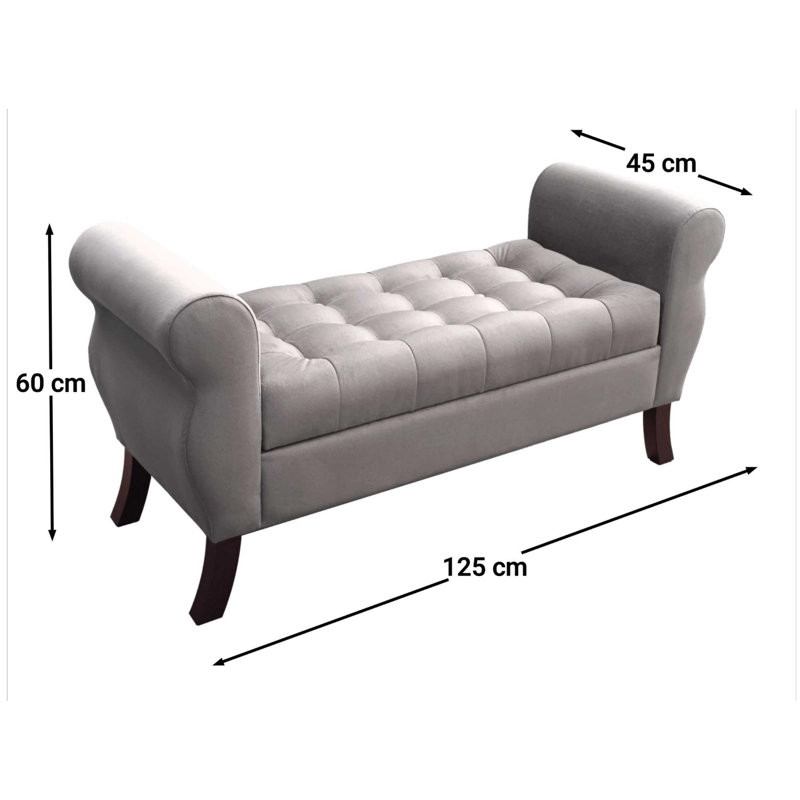 BANQUETA TAPICERIA MODERNA DIVA 2 CUERPOS FELPA BAÚL - 5