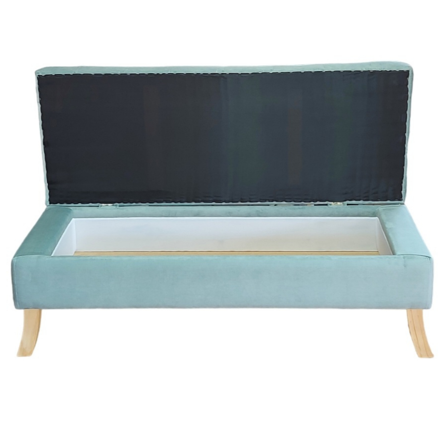 BANQUETA TAPICERIA MODERNA PORTOFINO 2 CUERPOS FELPA BAÚL - 2