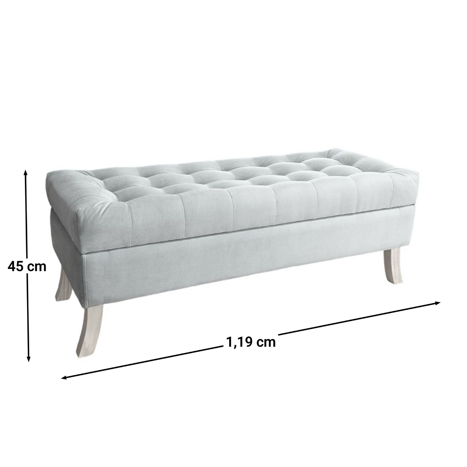 BANQUETA TAPICERIA MODERNA PORTOFINO 2 CUERPOS FELPA BAÚL - 3