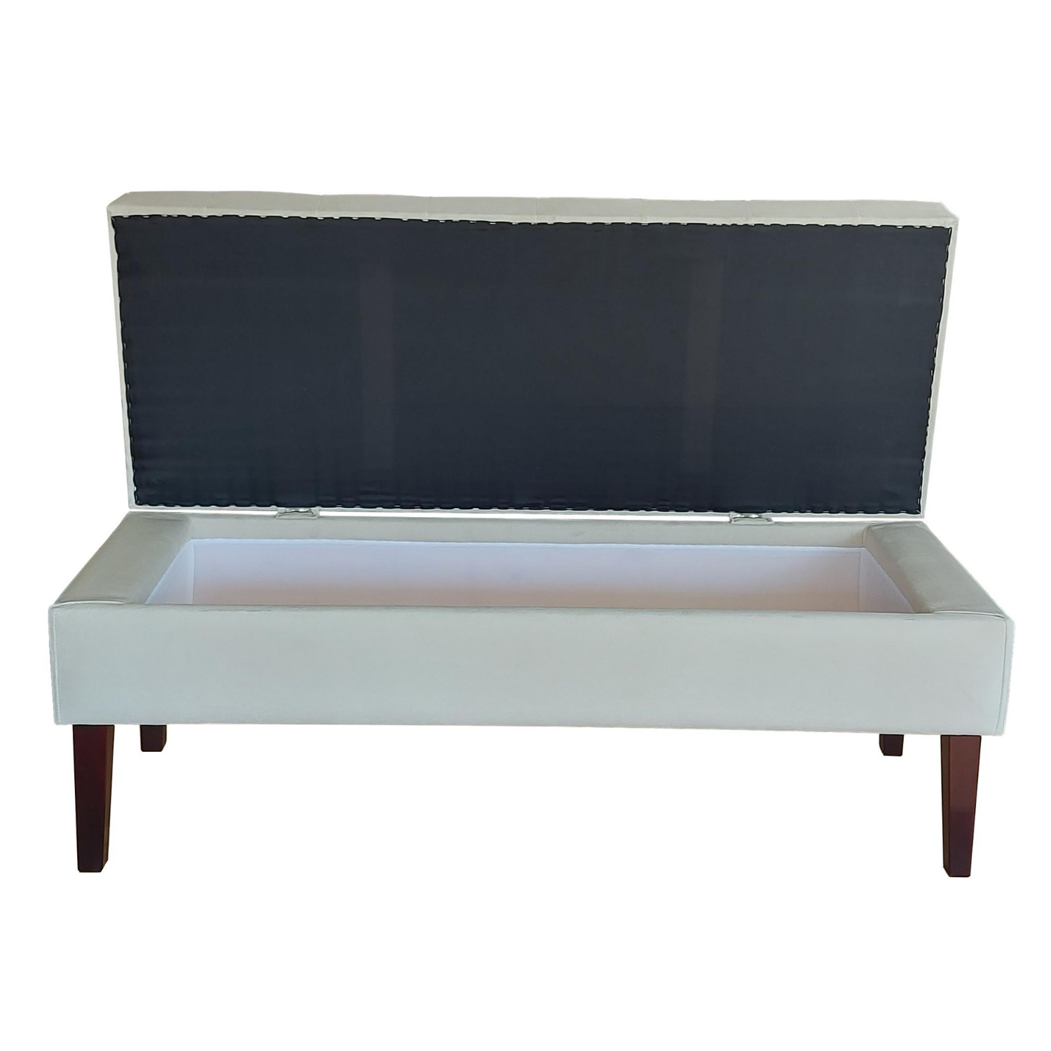 BANQUETA TAPICERIA MODERNA PORTOFINO 2 CUERPOS FELPA BAÚL - 4