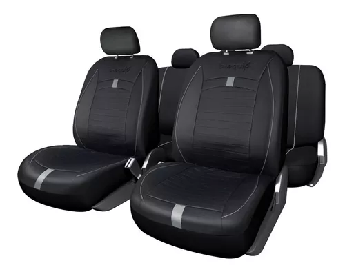FUNDAS CUBREASIENTO B-EQUIP ECOCUERO NEGRO UNIVERSALES ADV1457 - 1