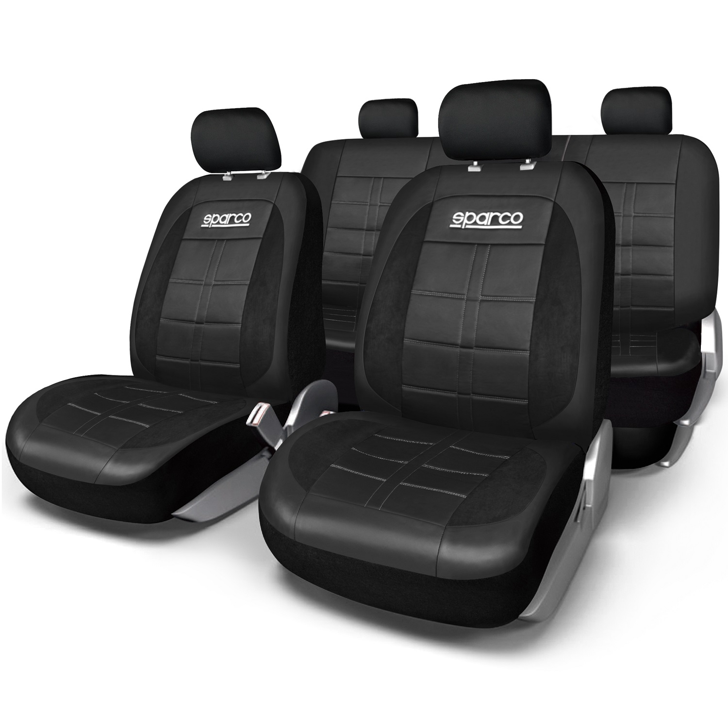 FUNDAS CUBREASIENTO SPARCO ECOCUERO EN COLOR NEGRO UNIVERSALES - 1