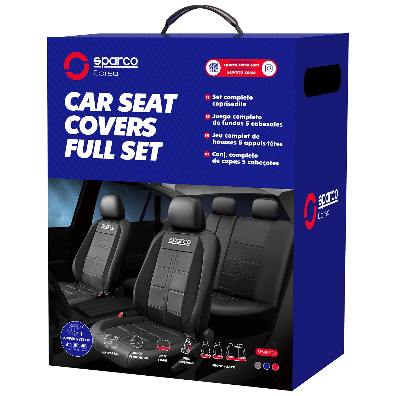 FUNDAS CUBREASIENTO SPARCO ECOCUERO EN COLOR NEGRO UNIVERSALES - 3