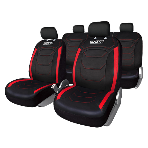 FUNDAS CUBREASIENTO SPARCO UNIVERSAL NEGRO ROJO POLIESTER 406 - 1