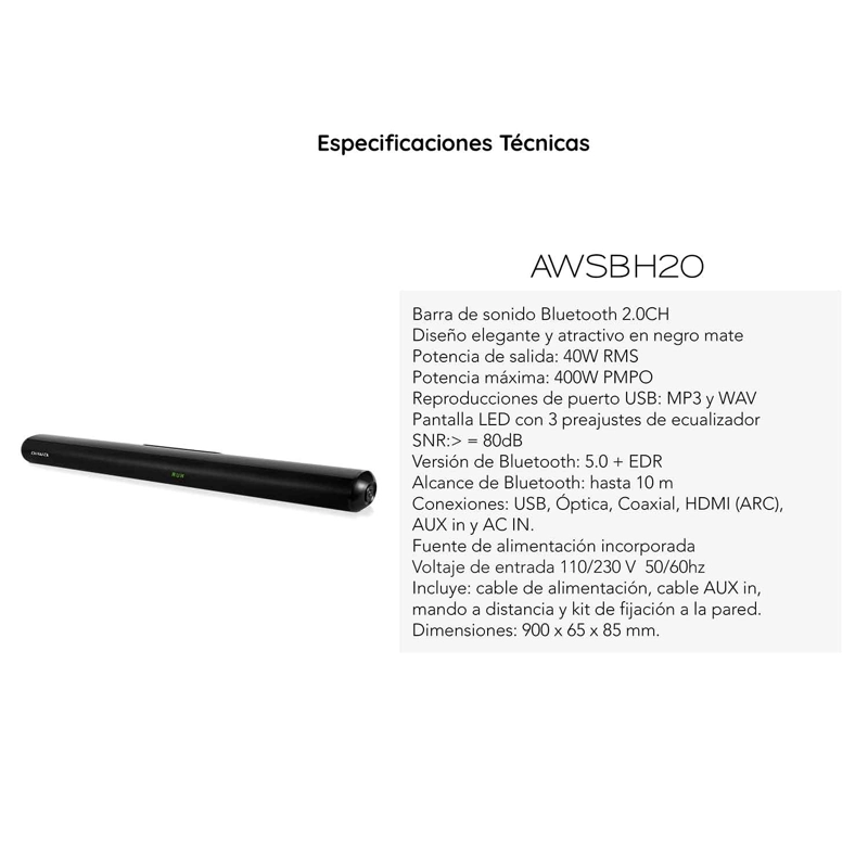 SOUNDBAR PARLANTE TIPO BARRA AIWA AWSBH20 - 7