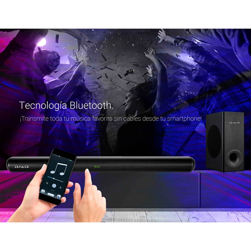 SOUNDBAR BLUETOOTH AIWA AWSBH21 PARLANTE TIPO BARRA CON WOOFER - 7