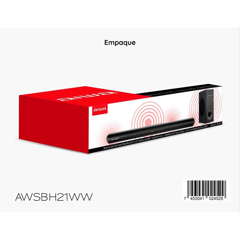 SOUNDBAR BLUETOOTH AIWA AWSBH21 PARLANTE TIPO BARRA CON WOOFER - 10