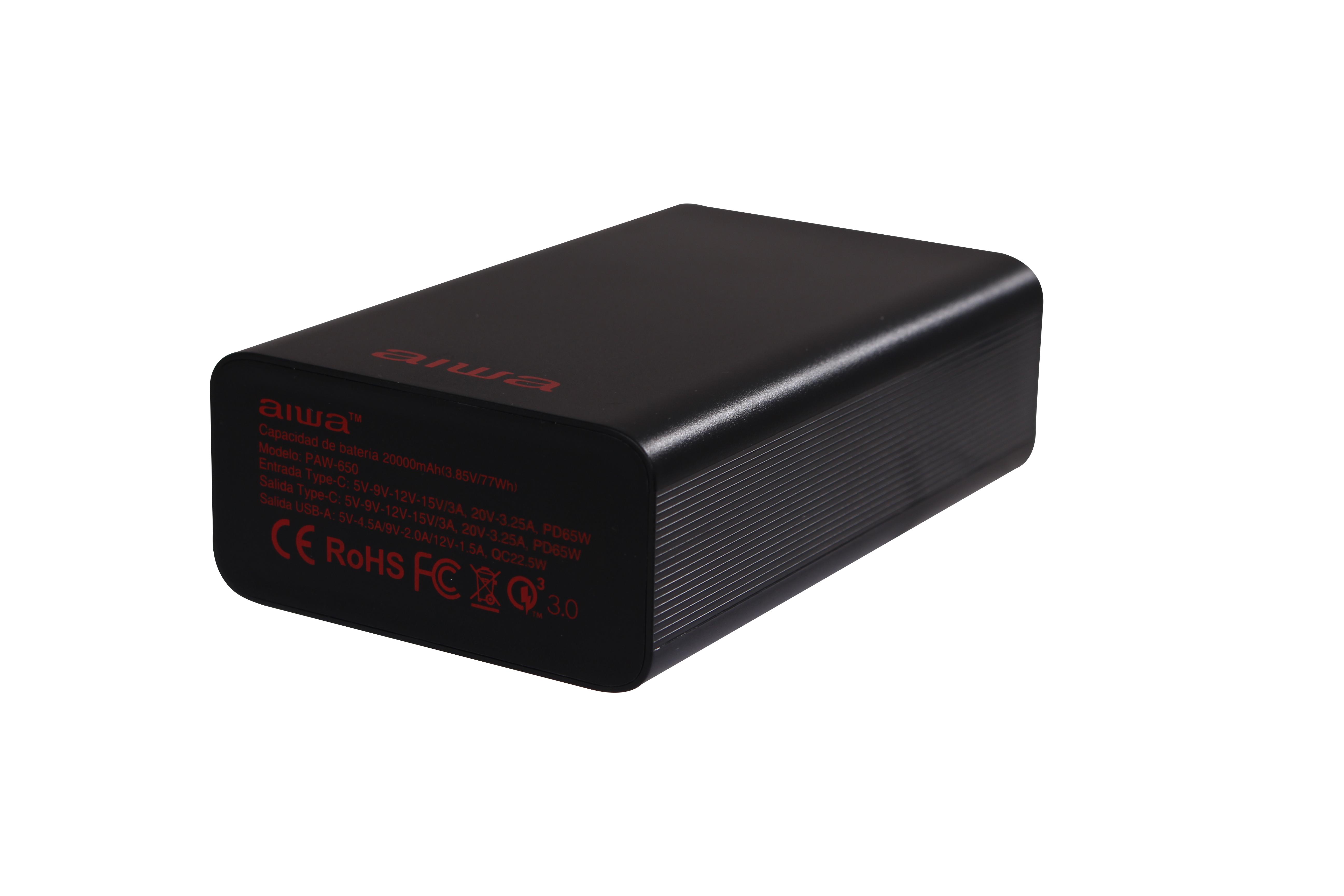 BATERÍA CARGADOR PORTÁTIL AIWA 20.000 MAH 65W PAW-650 - 2