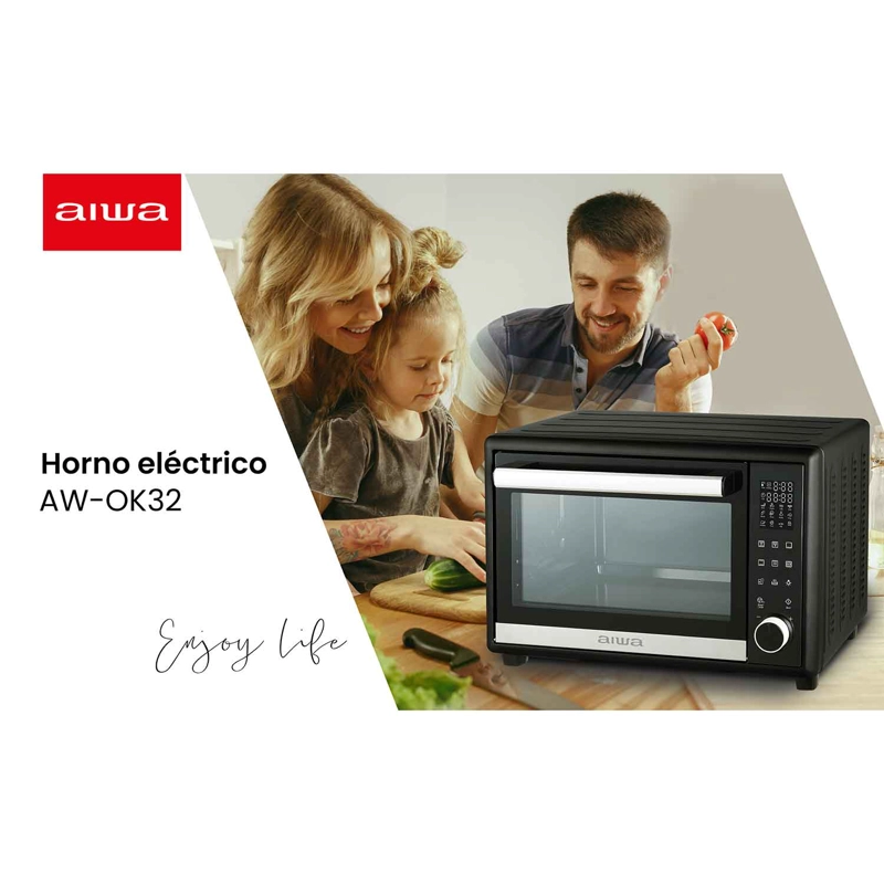 HORNO ELÉCTRICO AIWA EMPOTRABLE 32L ANTIADHERENTE MODO ASADOR AW-OK32 - 4