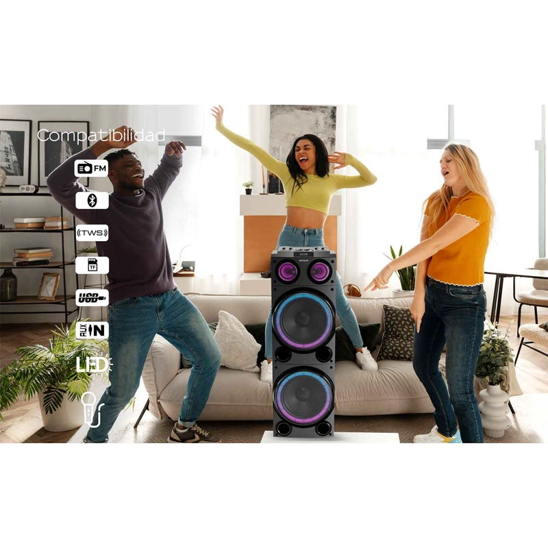 PARLANTE KARAOKE BLUETOOTH RADIO FM AIWA 50W X2 AW-POC14 - 10