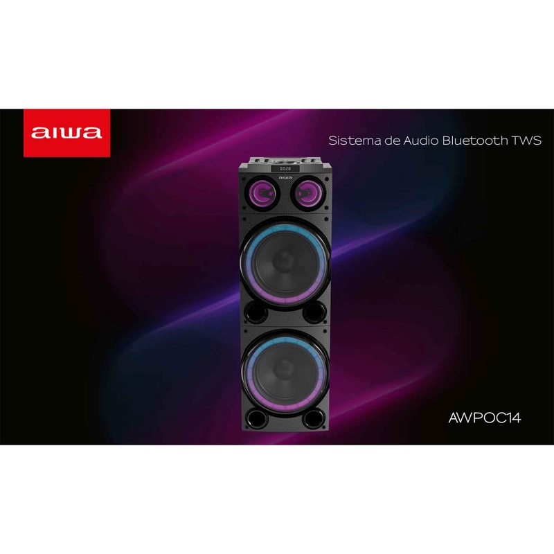 PARLANTE KARAOKE BLUETOOTH RADIO FM AIWA 50W X2 AW-POC14 - 3