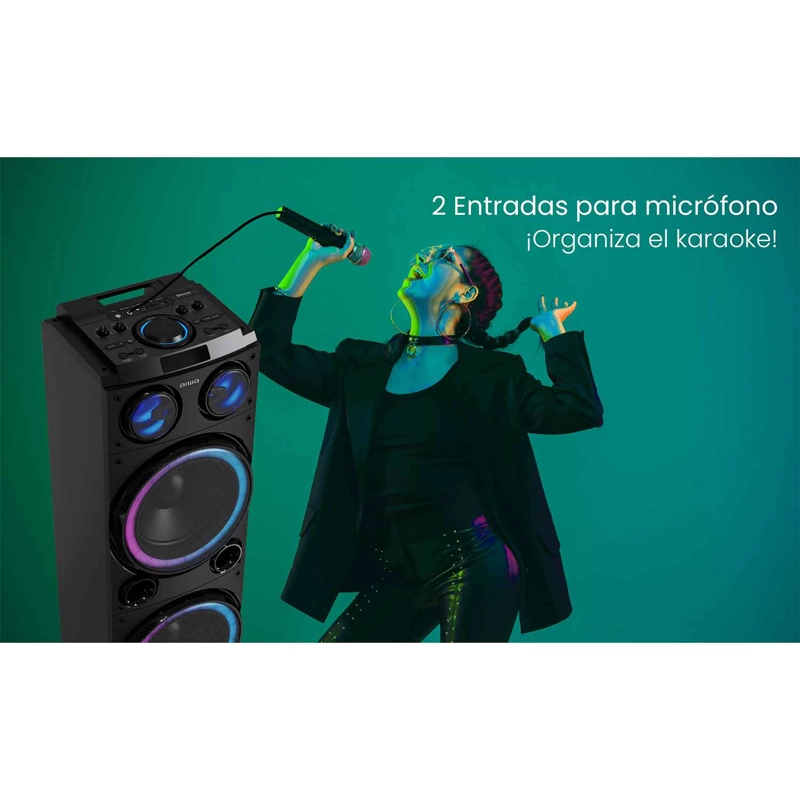PARLANTE KARAOKE BLUETOOTH RADIO FM AIWA 50W X2 AW-POC14 - 7