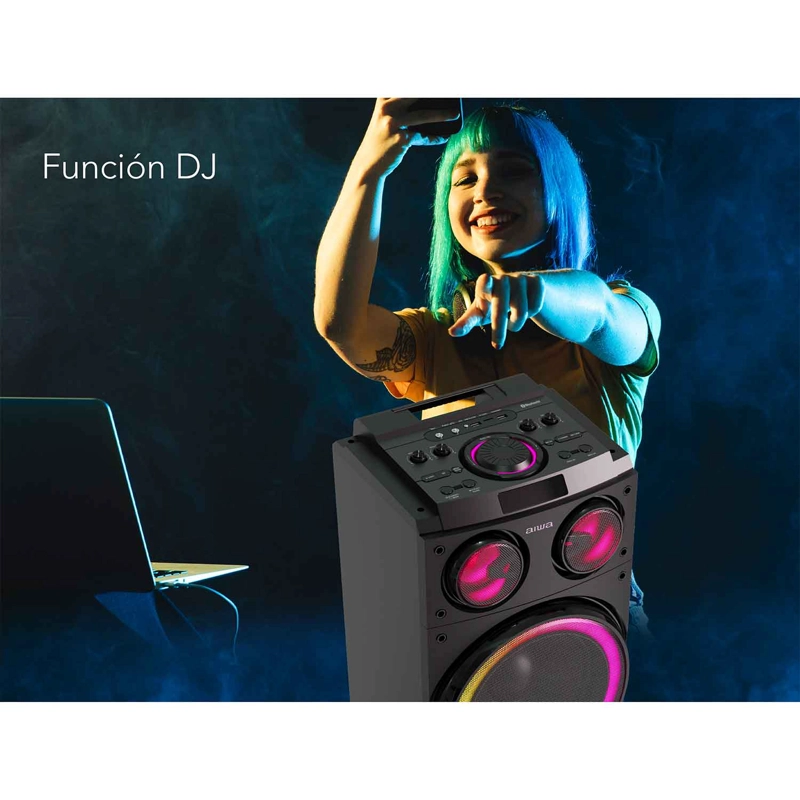 PARLANTE KARAOKE BLUETOOTH RADIO FM AIWA 50W X2 AW-POC14 - 9