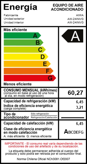 AIRE ACONDICIONADO AIWA SPLIT INVERTER 24000BTU AW-24INVG - 10