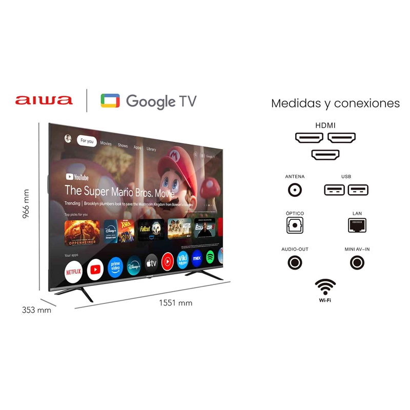 SMART TV AIWA 70'' 4K ULTRA HD QLED GOOGLE TV AW-70B4QFG - 4