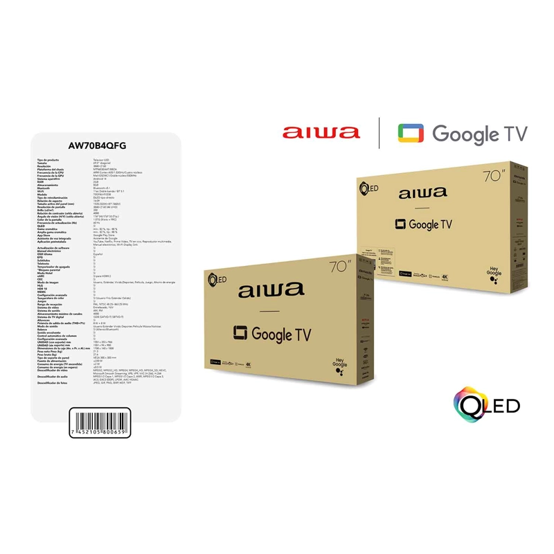 SMART TV AIWA 70'' 4K ULTRA HD QLED GOOGLE TV AW-70B4QFG - 5