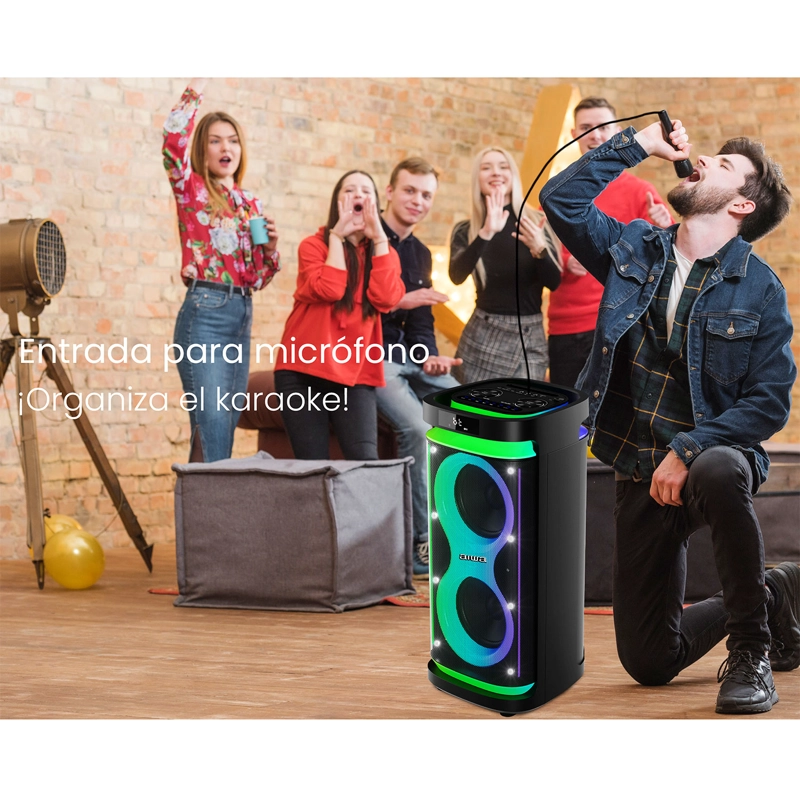 PARLANTE BLUETOOTH PORTATIL AIWA KARAOKE TWS LED AW-POH5D - 2