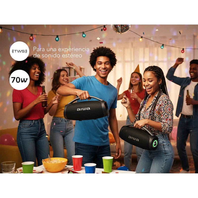 PARLANTE BLUETOOTH BOOMBOX AIWA 70W FUNCION TWS AW-B403 - 3
