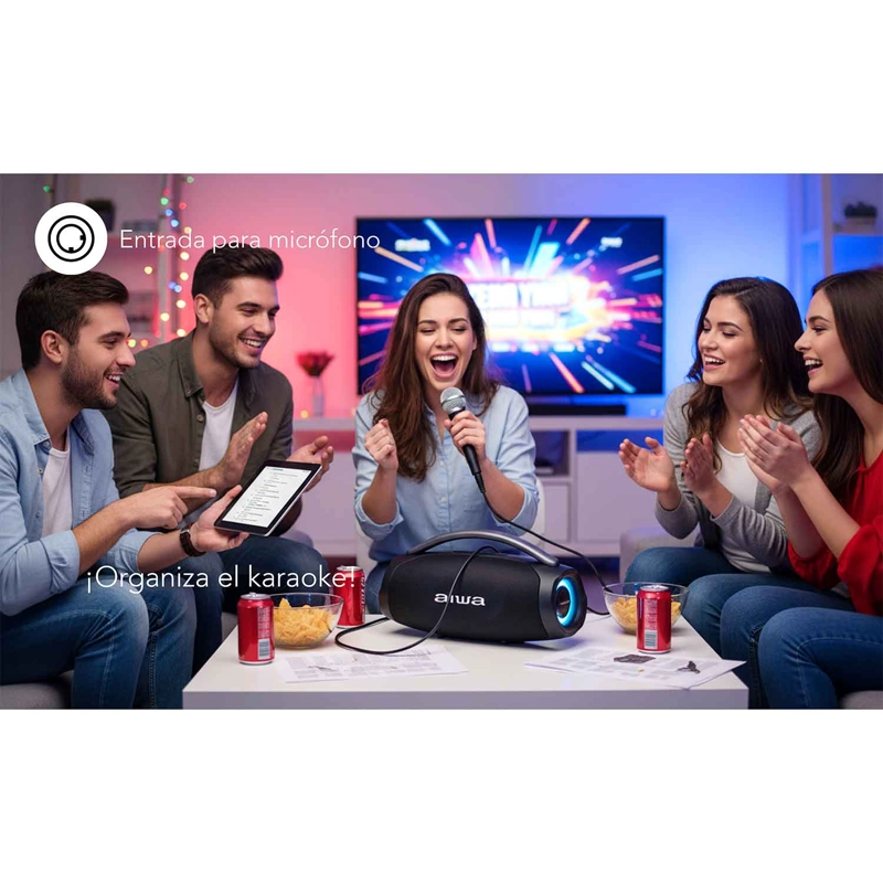 PARLANTE BLUETOOTH BOOMBOX AIWA 70W FUNCION TWS AW-B403 - 4