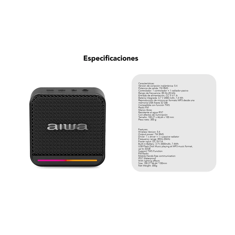 PARLANTE BLUETOOTH PORTATIL FUNCION TWS 7W CON RADIO FM AWQ3 - 3
