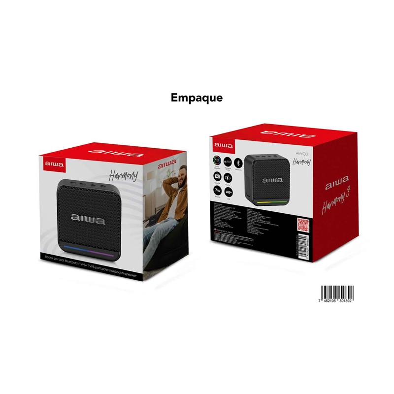 PARLANTE BLUETOOTH PORTATIL FUNCION TWS 7W CON RADIO FM AWQ3 - 4