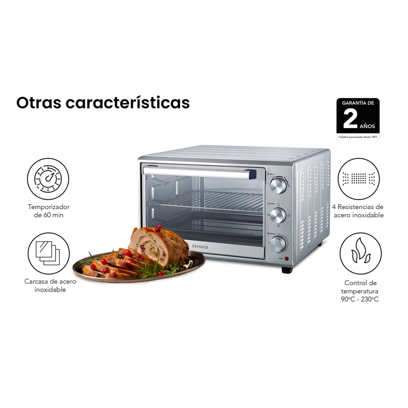 HORNO ELE CTRICO AIWA 60 LITROS 2200W AW-OK60 - 10