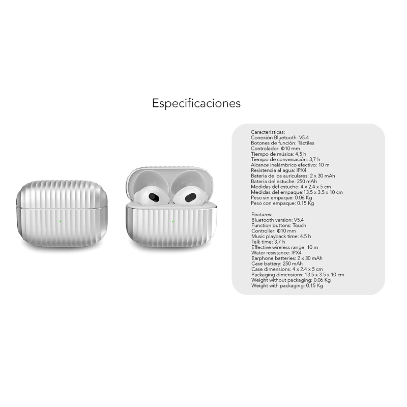 AUDIFONOS BLUETOOTH INALAMBRICOS AIWA AWTWSGM1S 4,5 HRS IPX4 - 2
