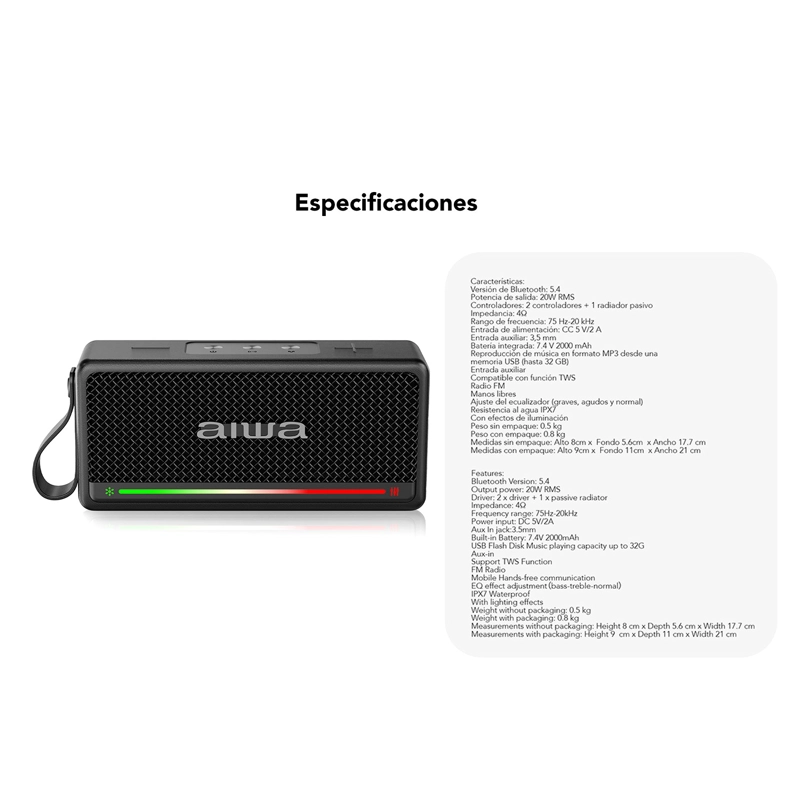 PARLANTE BLUETOOTH PORTATIL FUNCION TWS 20W RADIO FM AWQ5 - 3