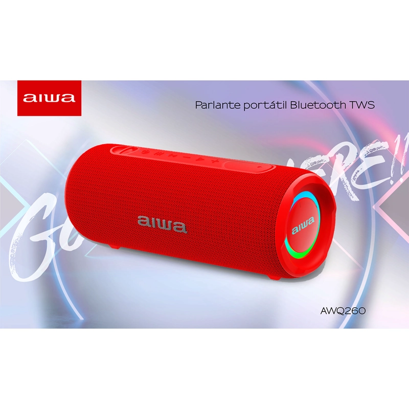 PARLANTE PORTATIL BLUETOOTH 15W IMPERMEABLE TWS AIWA AW-Q260 ROJO - 7