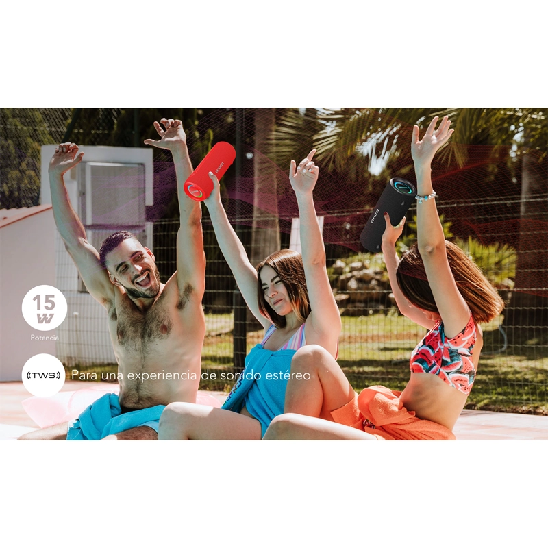 PARLANTE PORTATIL BLUETOOTH 15W IMPERMEABLE TWS AIWA AW-Q260 ROJO - 9